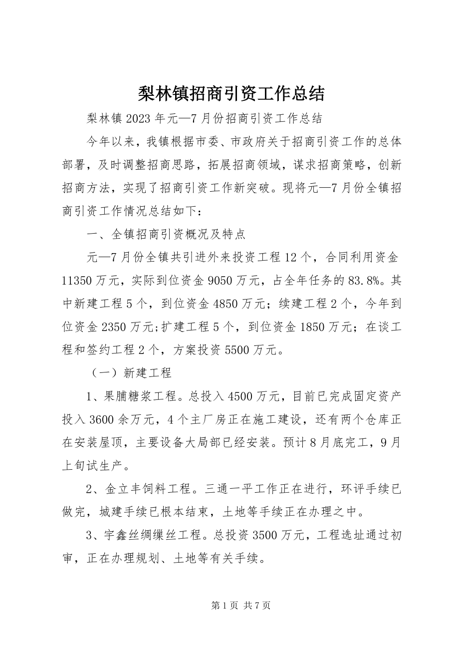 2023年梨林镇招商引资工作总结.docx_第1页