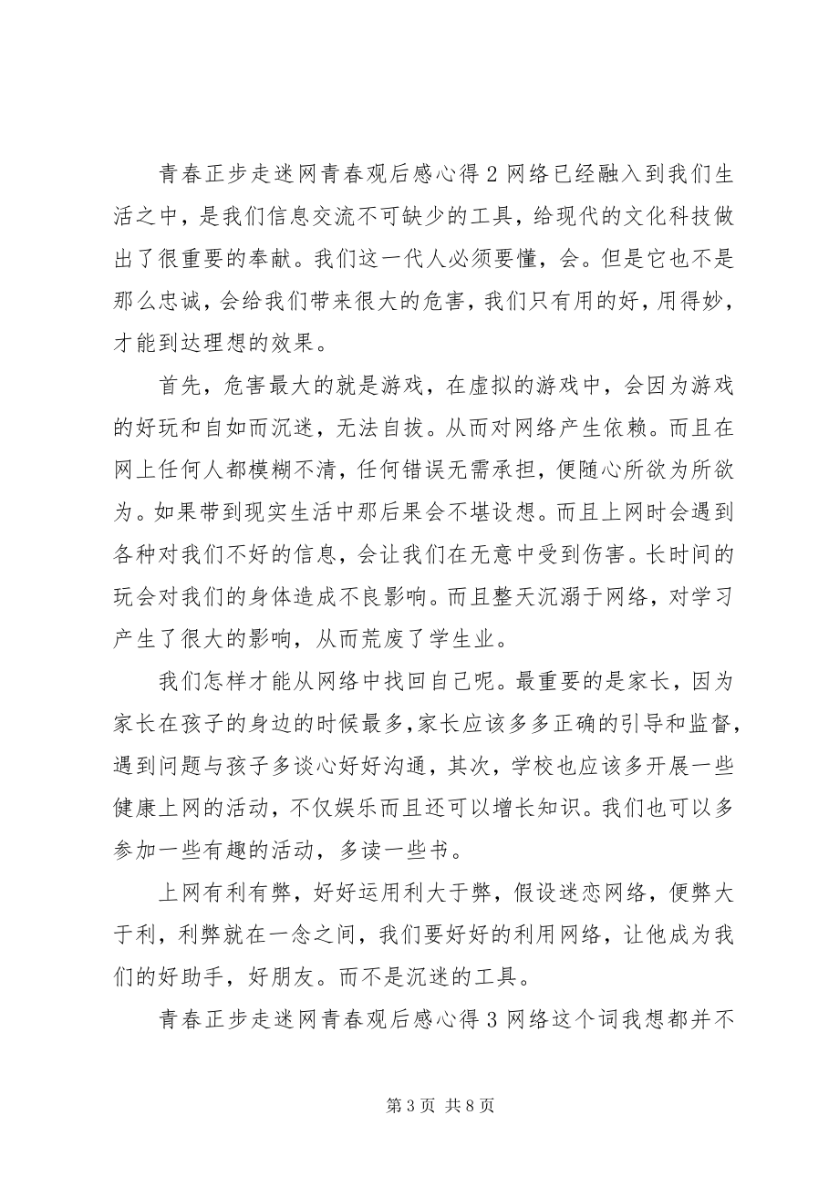 2023年青春正步走迷网青春心得体会5篇.docx_第3页