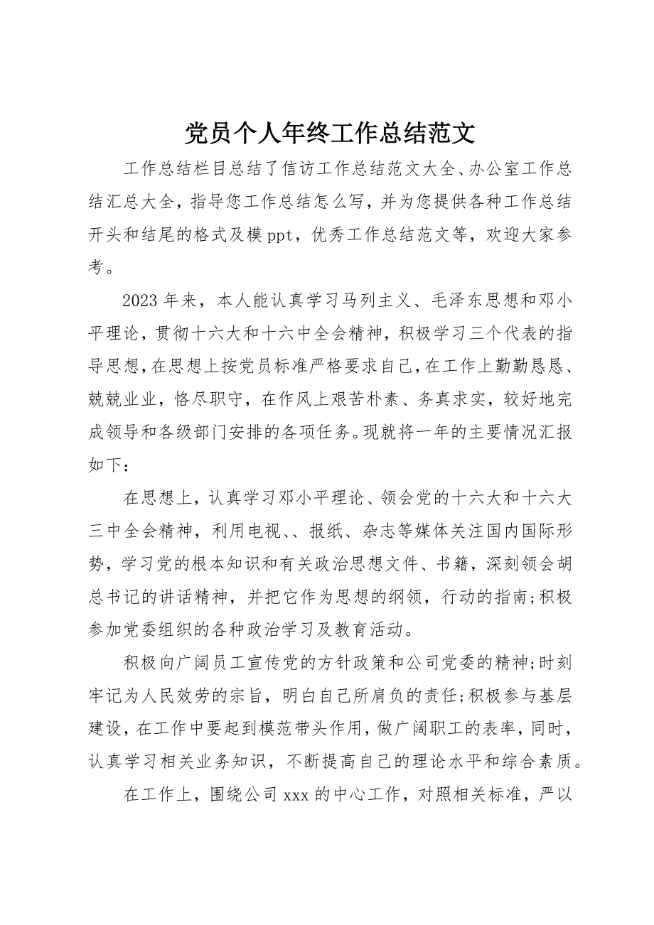 2023年党员个人年终工作总结2.docx_第1页