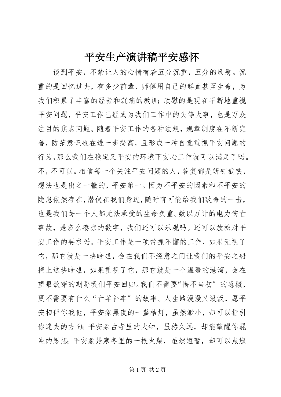 2023年安全生产演讲稿安全感怀新编.docx_第1页