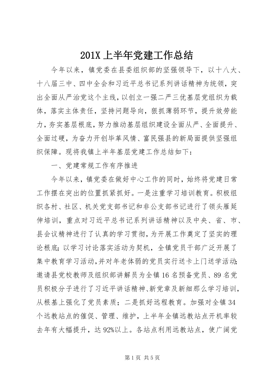 2023年上半年党建工作总结新编.docx_第1页