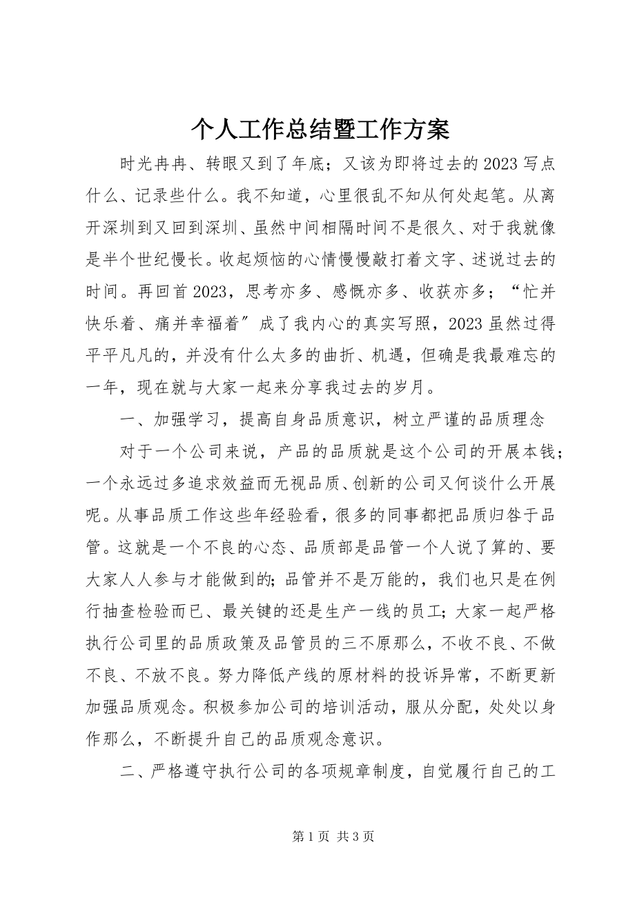 2023年个人工作总结暨工作计划.docx_第1页