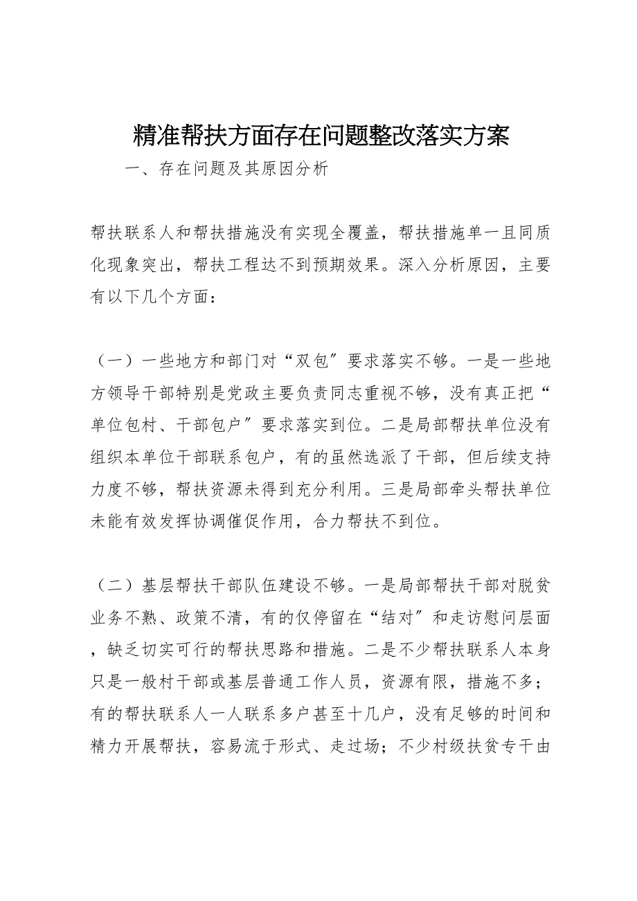 2023年精准帮扶方面存在问题整改落实方案 .doc_第1页