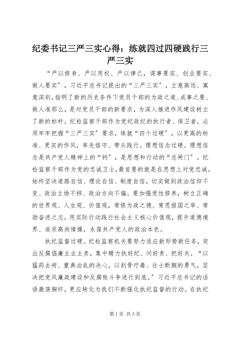 2023年纪委书记三严三实心得练就四过四硬践行三严三实.docx_第1页