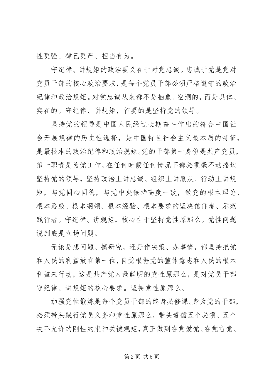 2023年讲忠诚守纪律做标杆心得体会高标准严要求维护纪检干部良好形象.docx_第2页