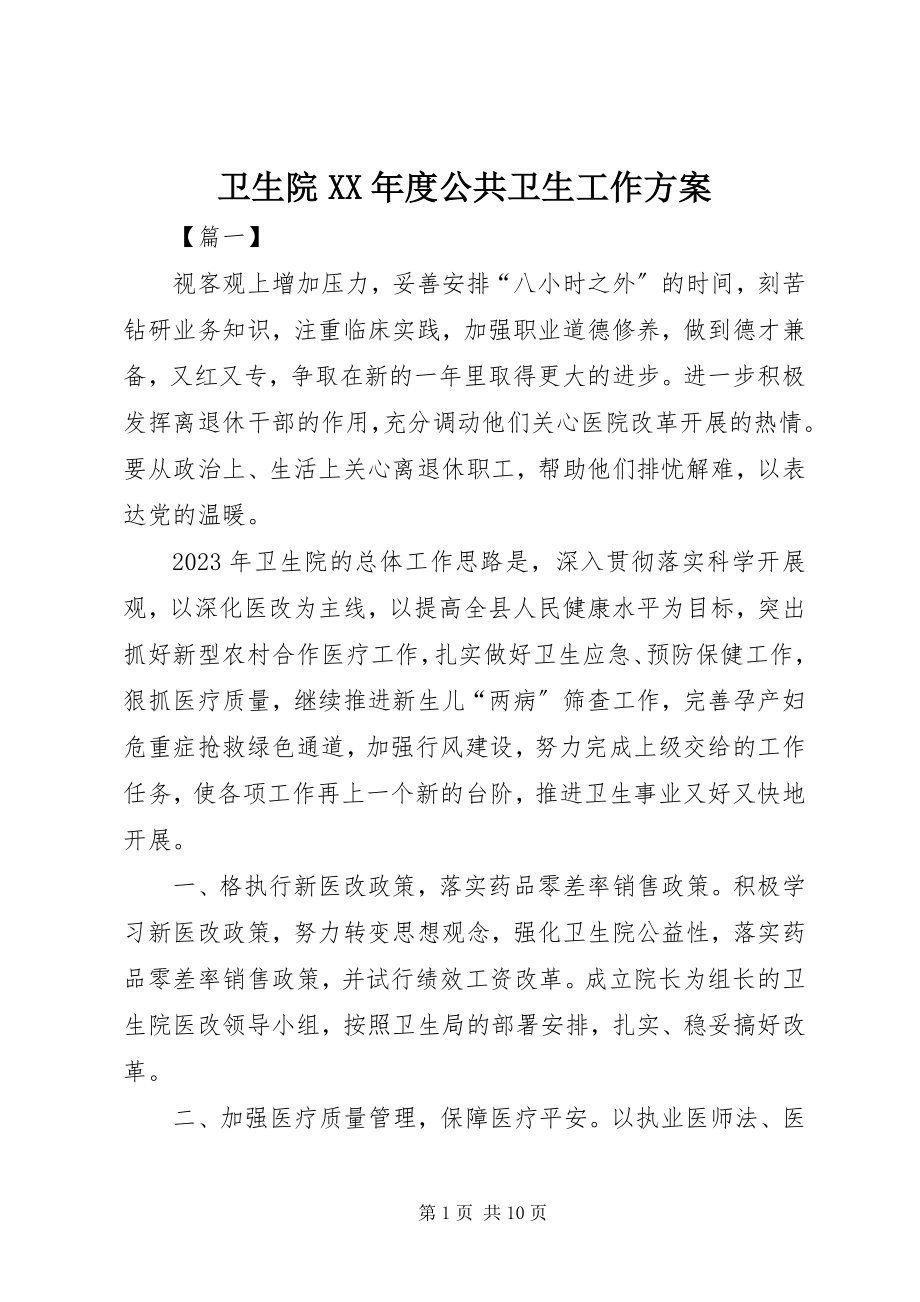 2023年卫生院度公共卫生工作计划.docx_第1页