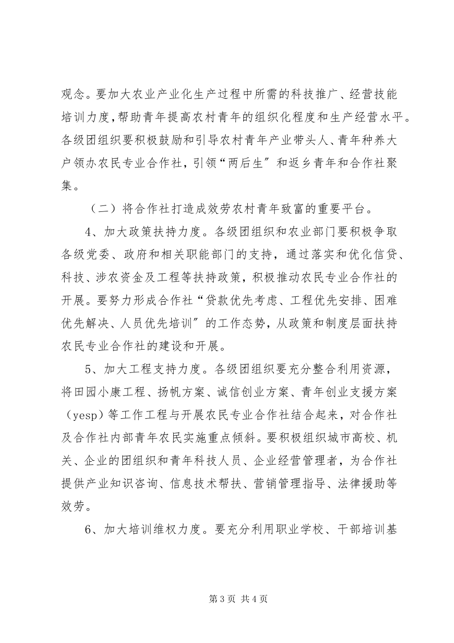 2023年加强合作社共青团工作的意见.docx_第3页