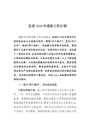 县委2020年巡察工作计划、.docx