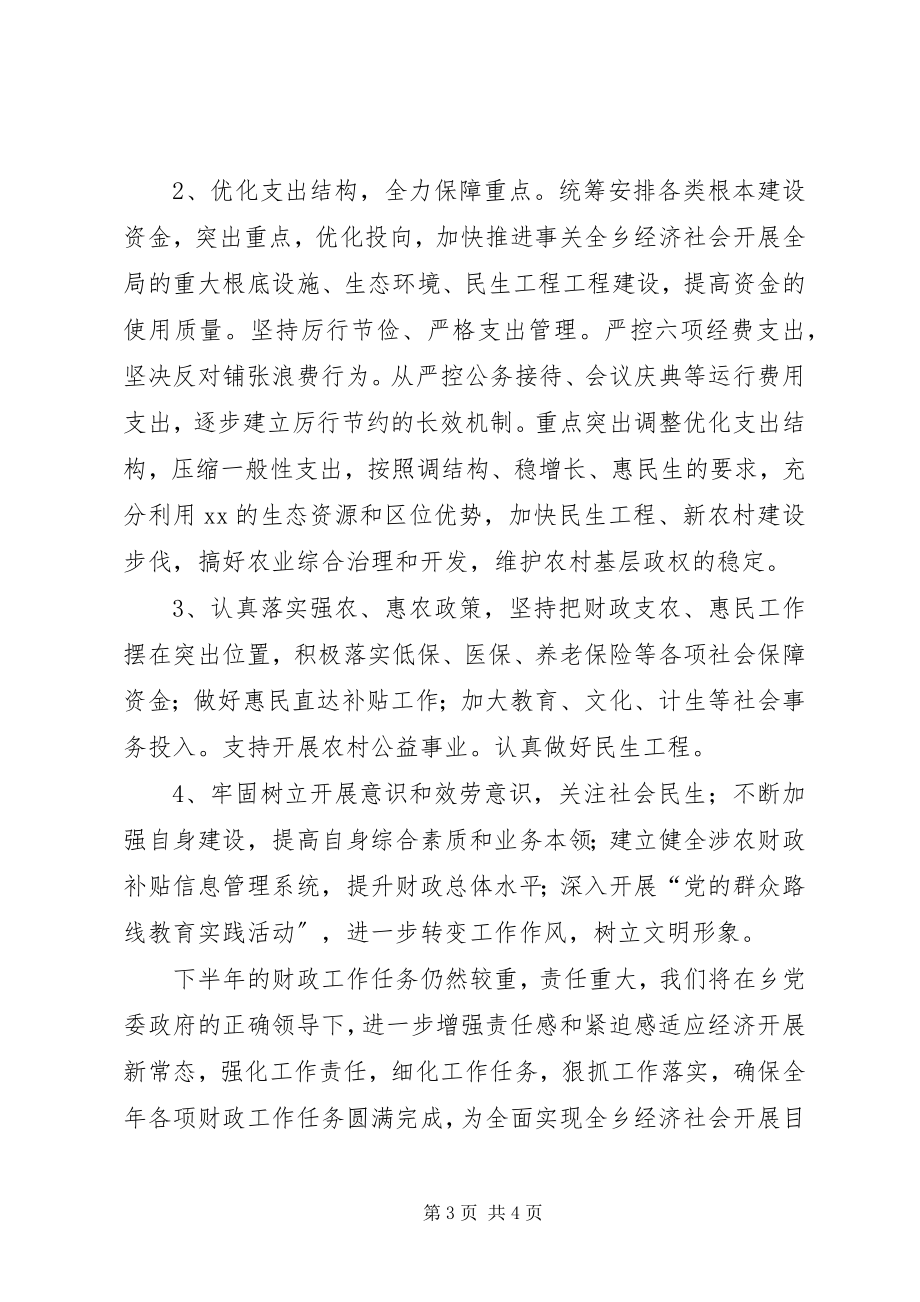 2023年乡财政工作上半年总结和下半年工作计划.docx_第3页