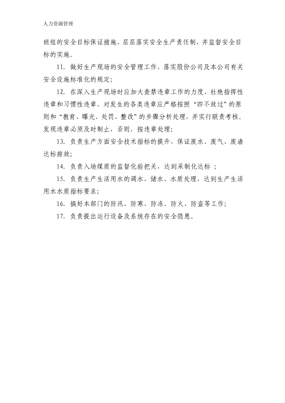 人力资源管理 企业管理 岗位说明 发电部职责说明书.docx_第2页