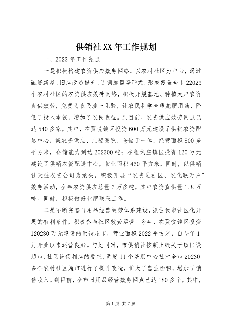 2023年供销社某年工作规划.docx_第1页