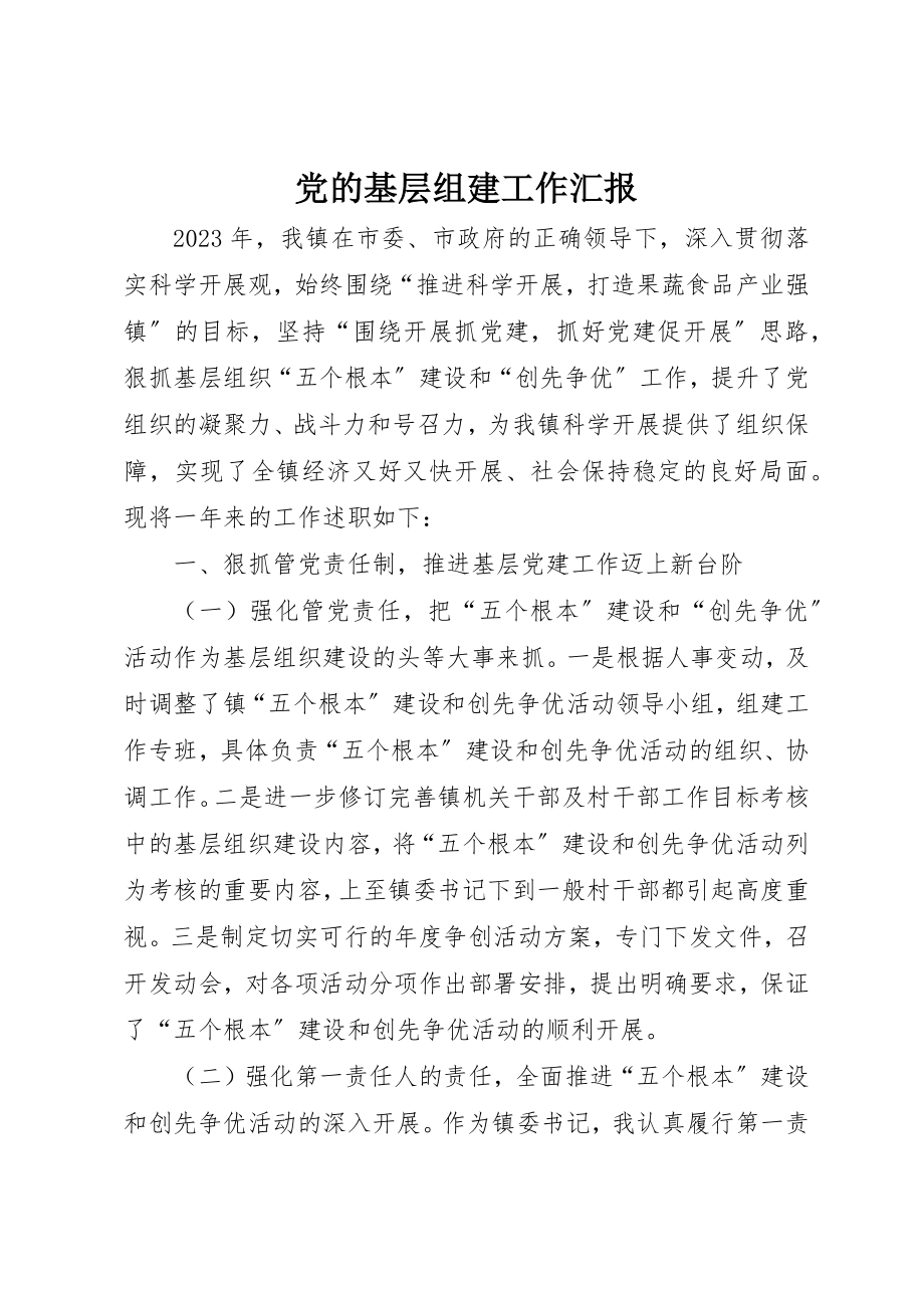 2023年党的基层组建工作汇报.docx_第1页