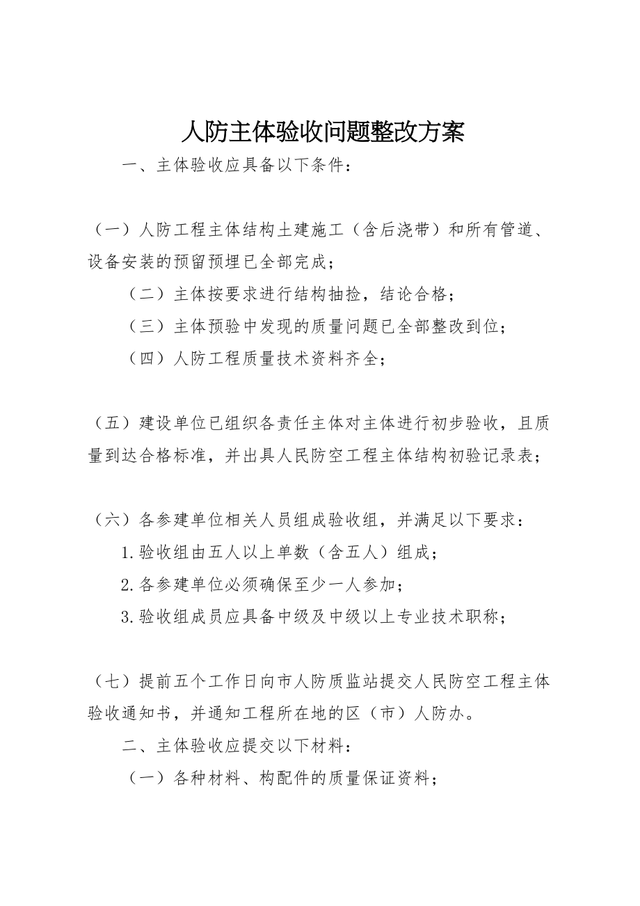 2023年人防主体验收问题整改方案 .doc_第1页