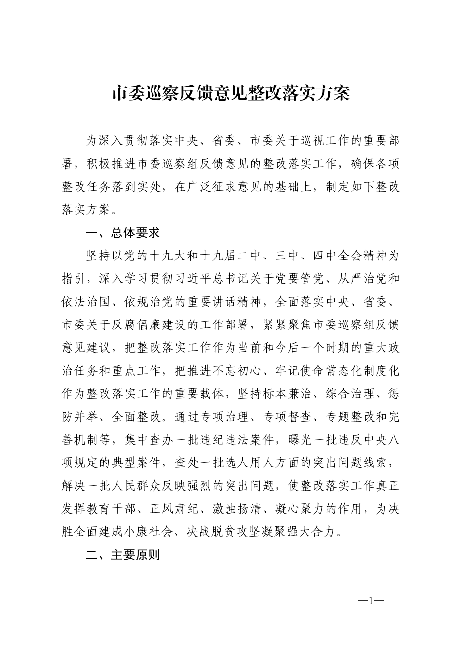 巡察反馈意见整改落实方案.doc_第1页