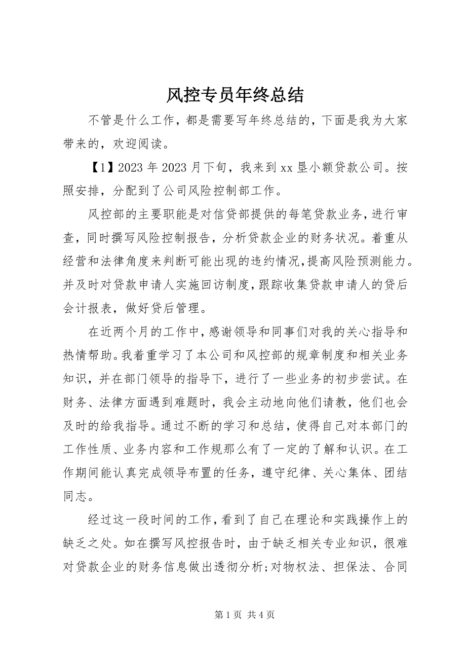 2023年风控专员年终总结.docx_第1页