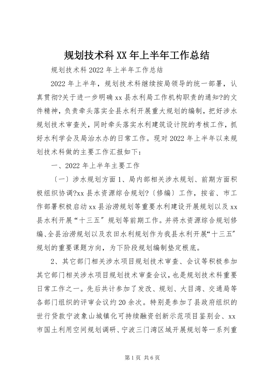 2023年规划技术科上半年工作总结.docx_第1页