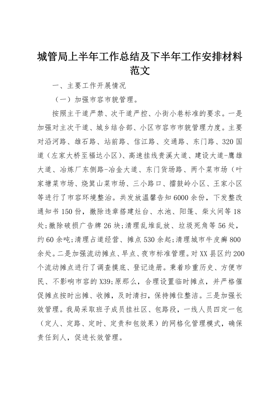 2023年城管局上半年工作总结及下半年工作安排材料.docx_第1页