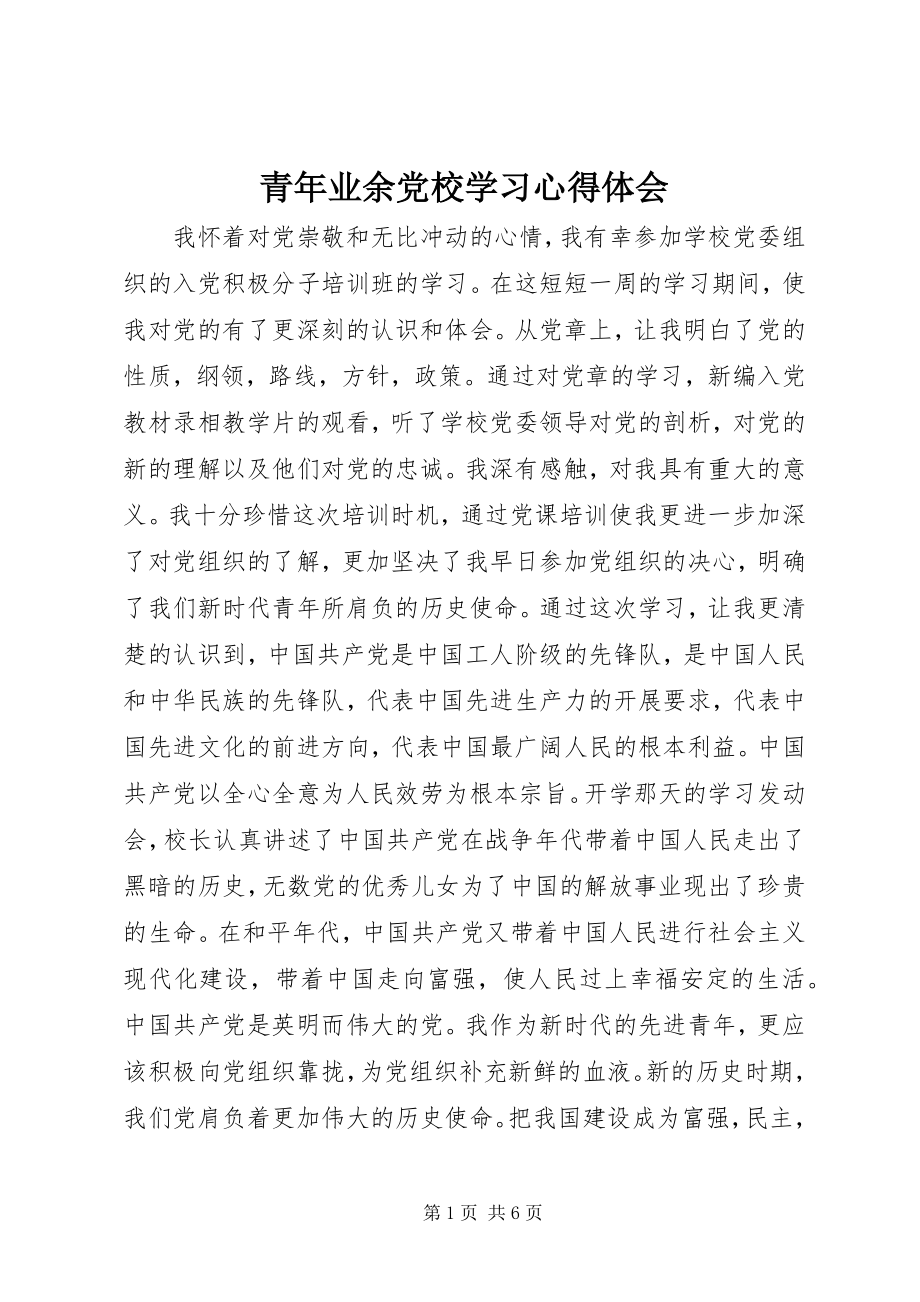 2023年青年业余党校学习心得体会.docx_第1页