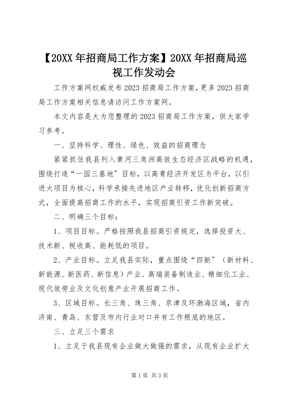 2023年招商局工作计划招商局巡视工作动员会.docx_第1页