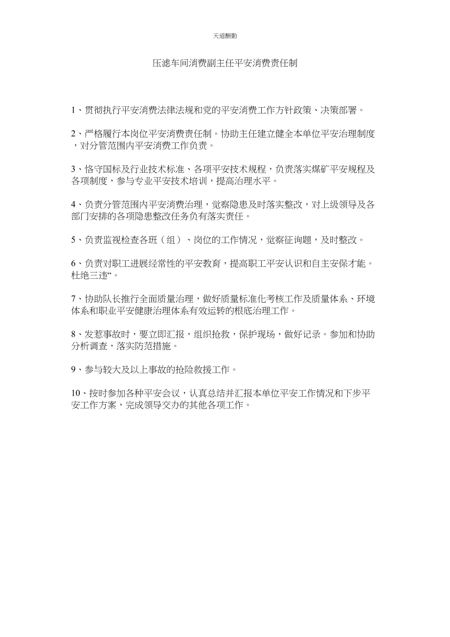 2023年压滤车间生产副主任安全生产责任制.docx_第1页