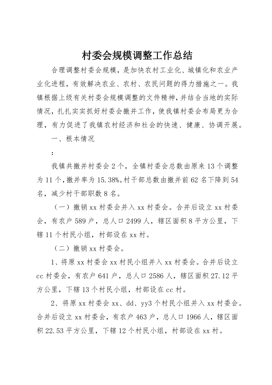 2023年村委会规模调整工作总结新编.docx_第1页