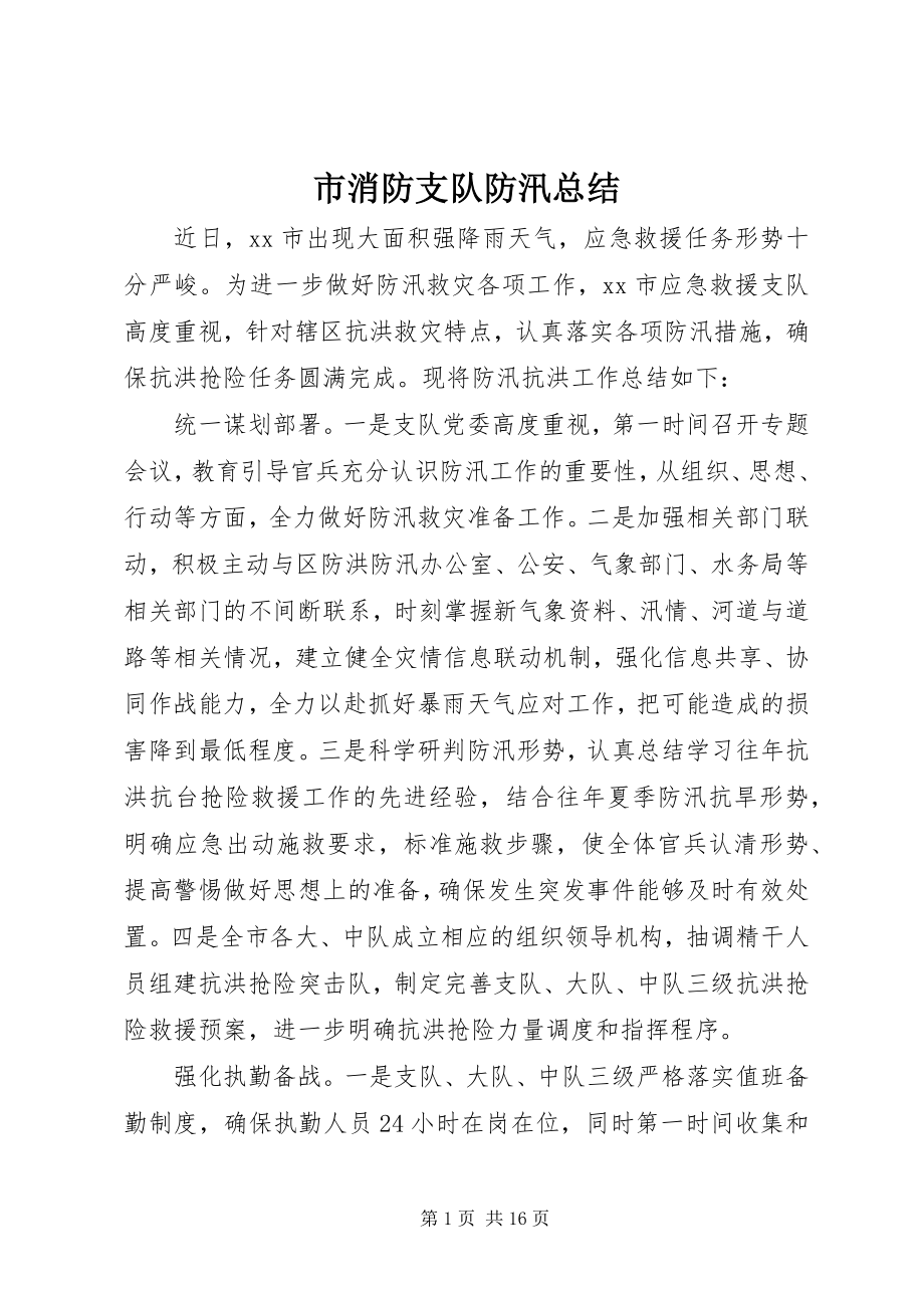 2023年市消防支队防汛总结.docx_第1页