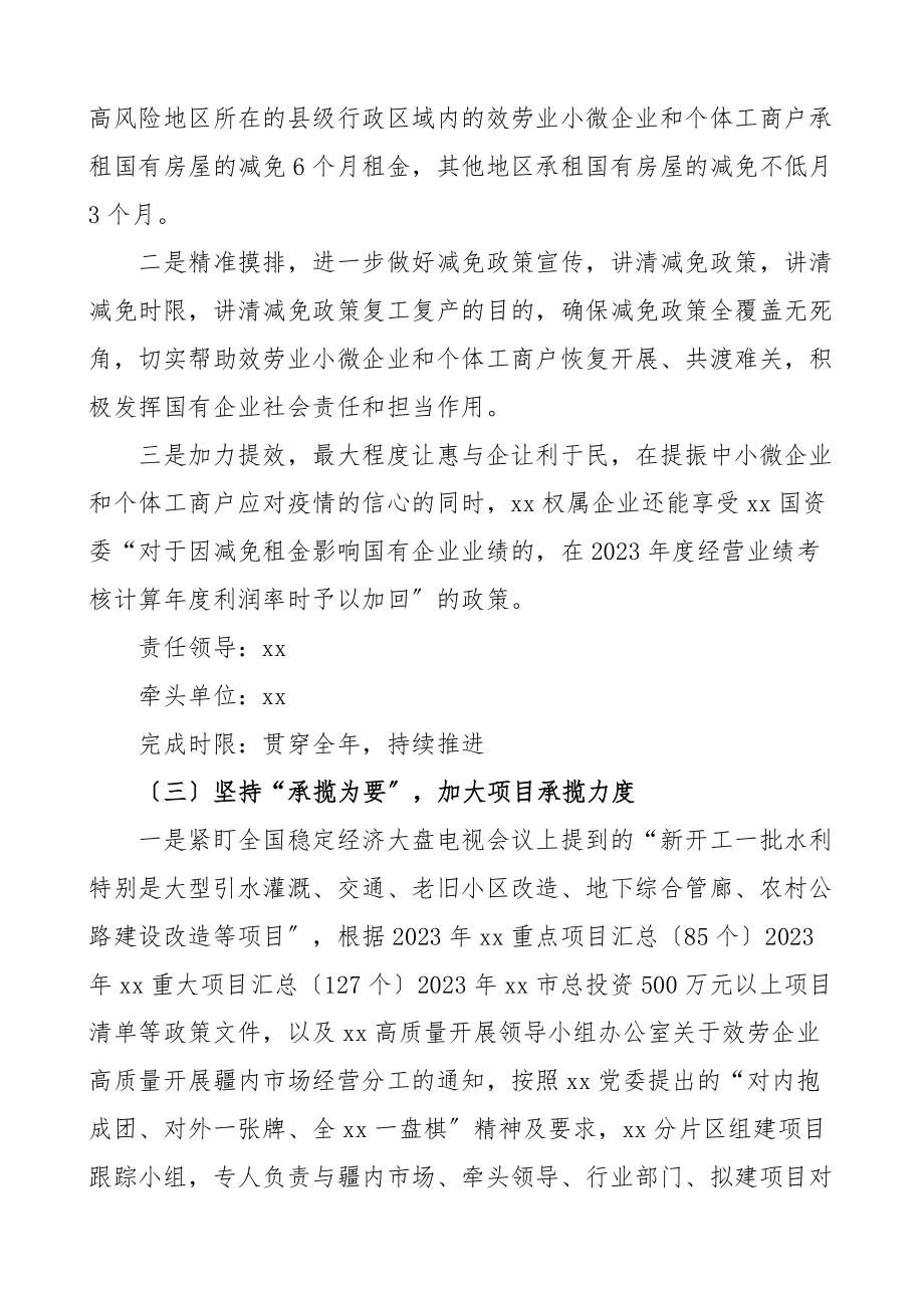 2023年x稳住经济大盘电视电话会议6方面33条稳经济措施的实施方案范文.docx_第3页