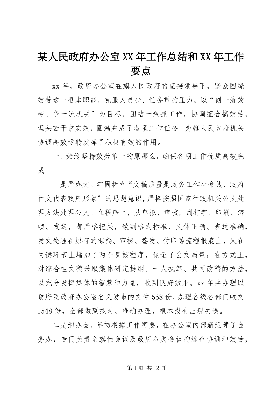 2023年xx人民政府办公室工作总结和工作要点.docx_第1页