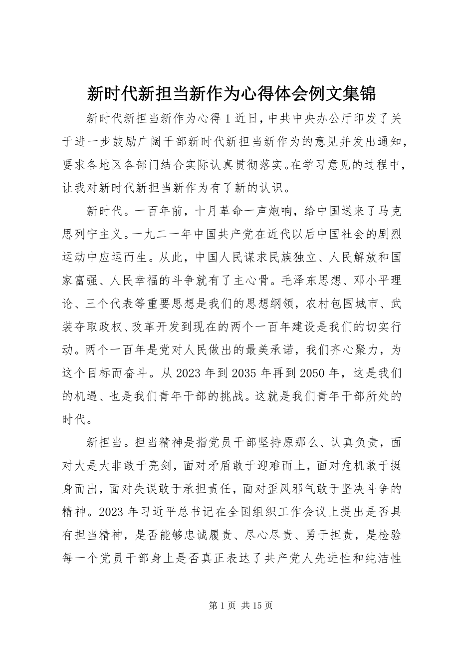 2023年新时代新担当新作为心得体会例文集锦.docx_第1页