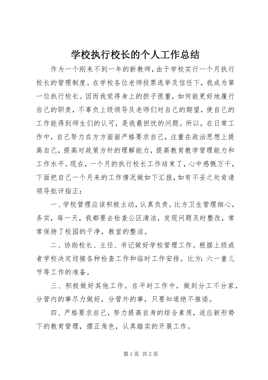 2023年学校执行校长的个人工作总结.docx_第1页