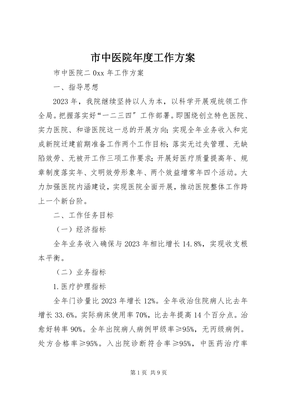 2023年市中医院年度工作计划.docx_第1页