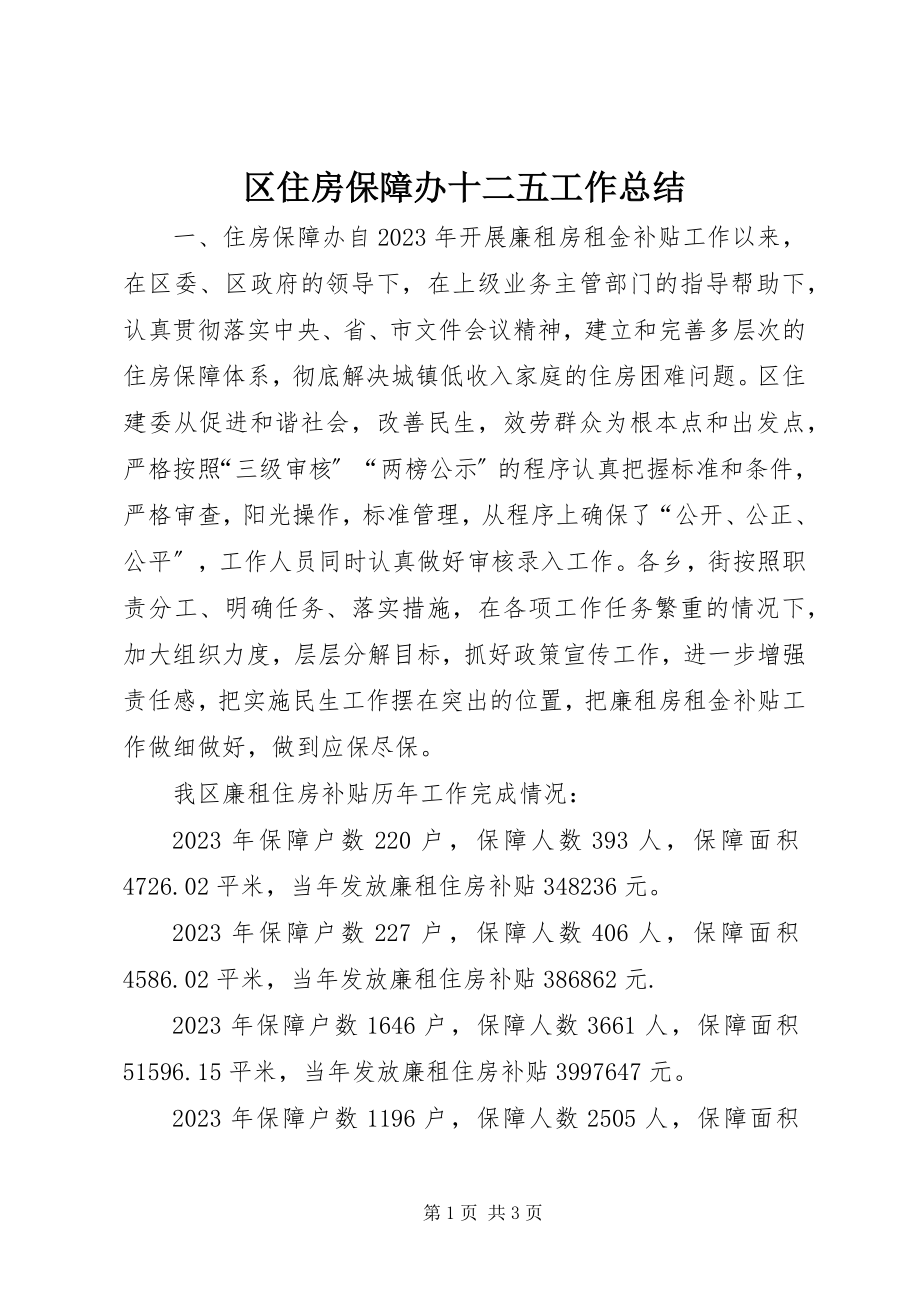 2023年区住房保障办十二五工作总结.docx_第1页