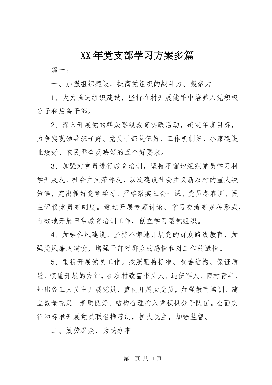 2023年党支部学习计划多篇.docx_第1页