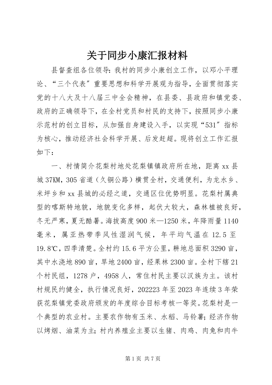 2023年同步小康汇报材料.docx_第1页