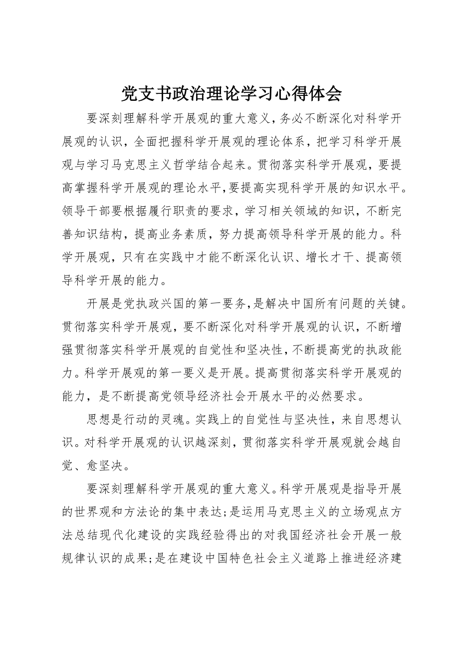 2023年党支书政治理论学习心得体会.docx_第1页