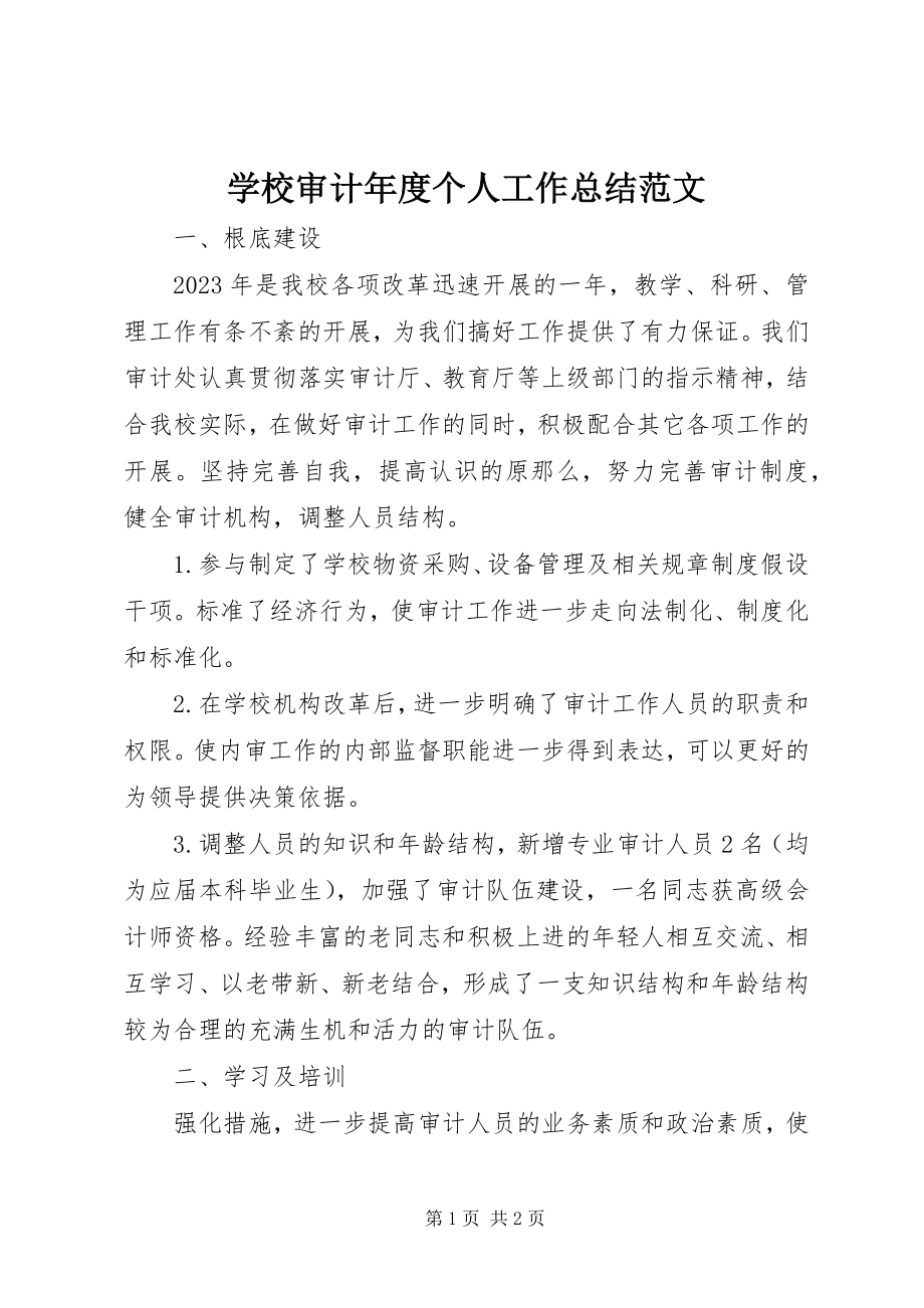 2023年学校审计年度个人工作总结.docx_第1页