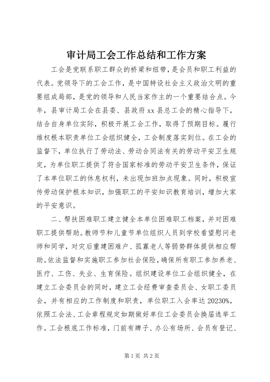 2023年审计局工会工作总结和工作计划.docx_第1页