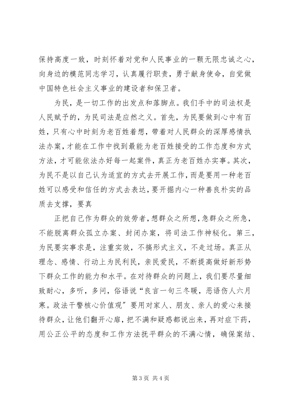 2023年县公安局政法干警核心价值观活动总结.docx_第3页