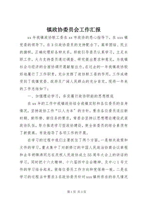 2023年镇政协委员会工作汇报.docx