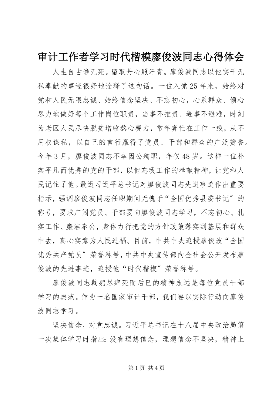 2023年审计工作者学习时代楷模廖俊波同志心得体会.docx_第1页