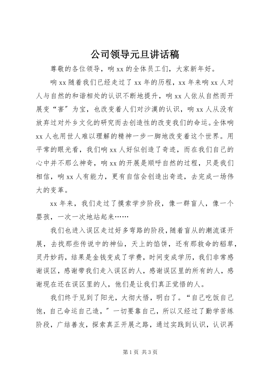 2023年公司领导元旦致辞稿.docx_第1页