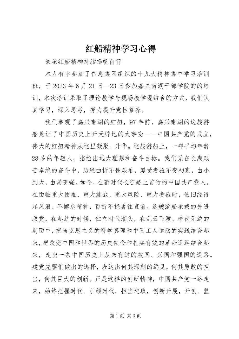 2023年红船精神学习心得.docx_第1页