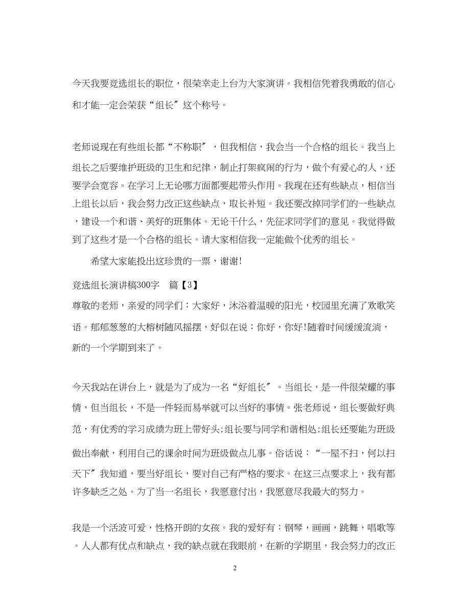 2023年竞选组长演讲稿300字.docx_第2页