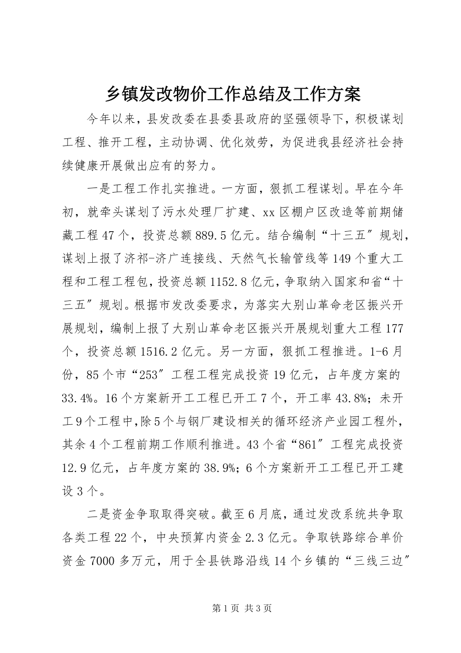 2023年乡镇发改物价工作总结及工作计划.docx_第1页