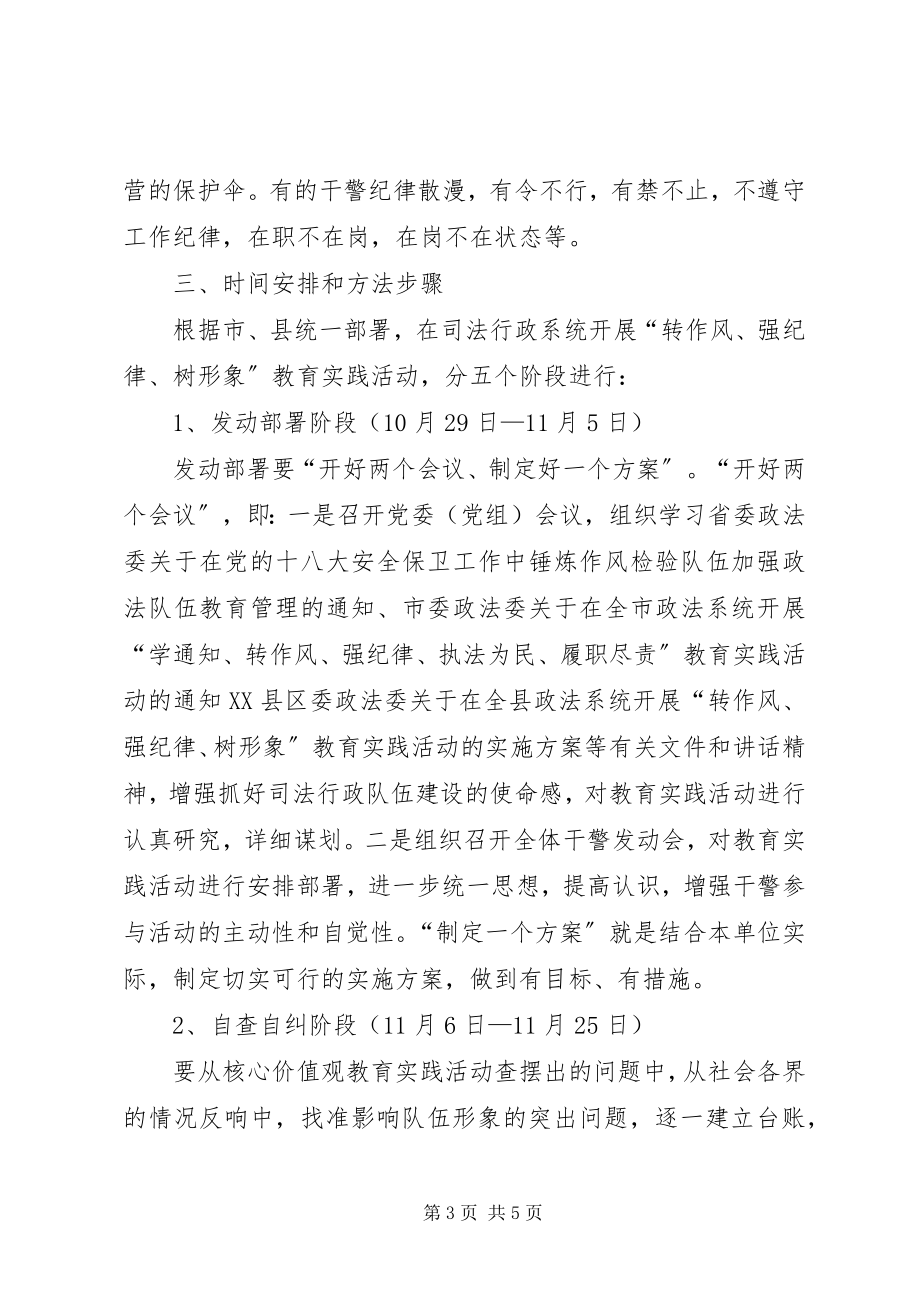 2023年转作风强纪律树形象教育实践活动的实施方案.docx_第3页