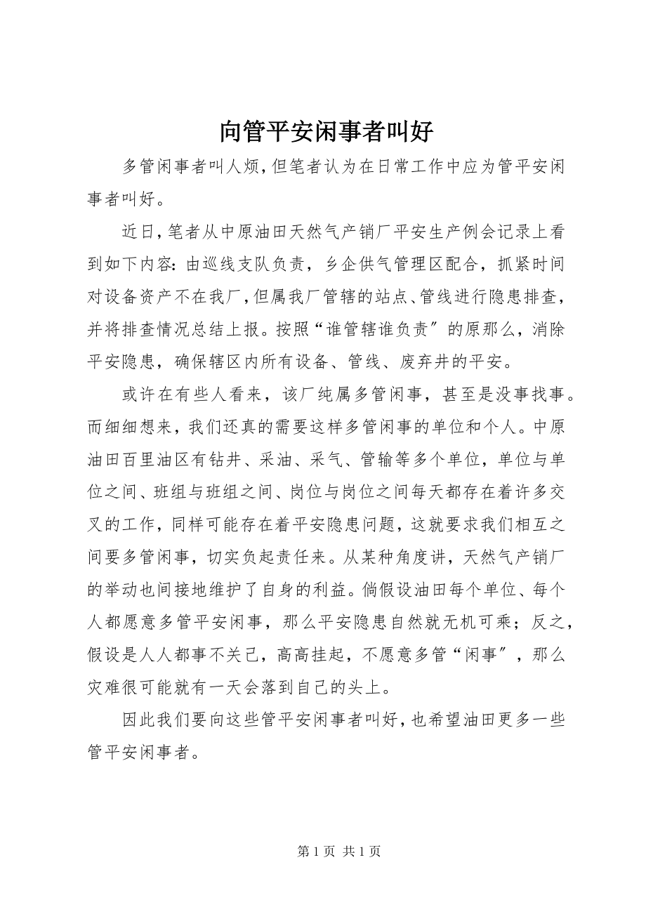 2023年向管安全闲事者叫好.docx_第1页