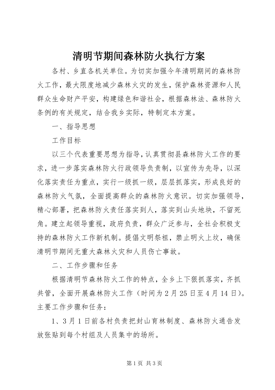 2023年清明节期间森林防火执行方案.docx_第1页