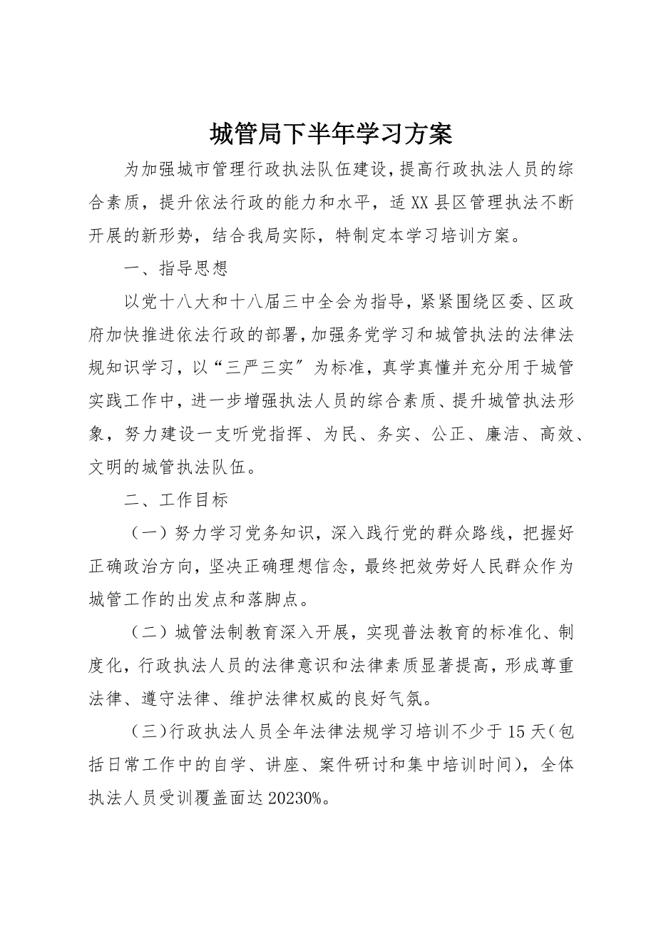 2023年城管局下半年学习计划.docx_第1页