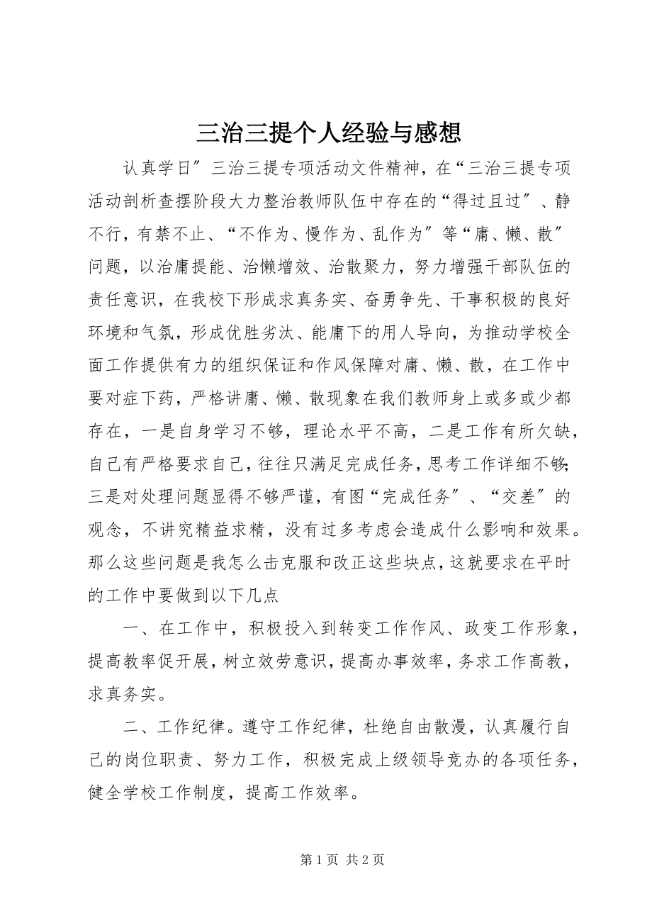 2023年三治三提个人经验与感想.docx_第1页