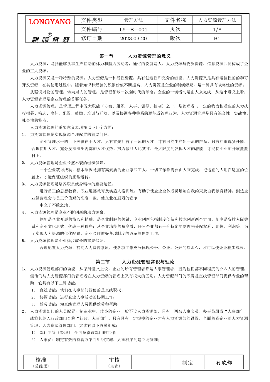 2023年人力资源管理办法B001.doc_第1页